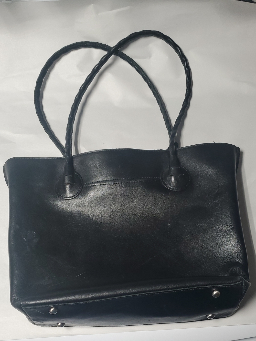 Patricia Nash Eastleigh Large Classic Black Leather Tote Bag Western Minimalist - Picture 8 of 16